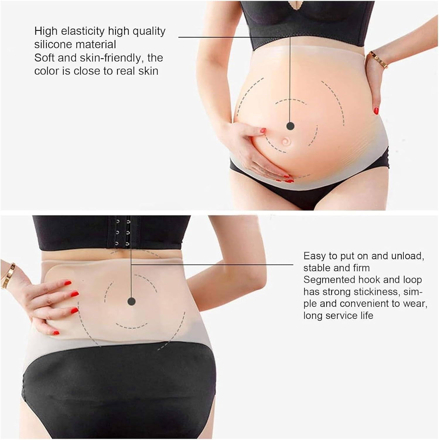 Realistic Silicone Maternity Bump - Adjustable Fake Pregnancy Belly for Cosplay, Stage & Film Props | Lightweight, Breathable | 6 Sizes (2-10 Months, Twins)(6Monthstwins)