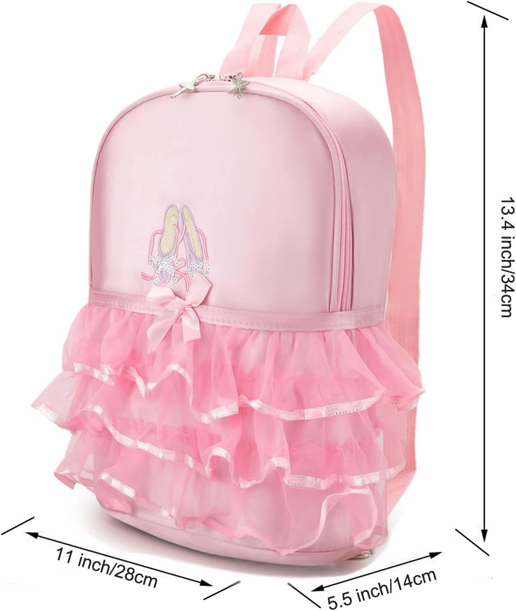 SEHXIM Cute Ballet Dance Backpack Tutu Dress Dance Bag Waterproof Duffle Bag for Kids， Ballet Bags for Girls 4-6 image number 3