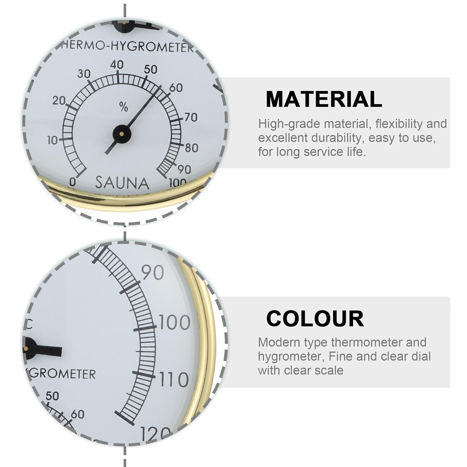 Alasum Practical Sauna Thermometer Hygrometer Multipurpose Hygrothermograph with Clear Dial Environmental-Friendly Indoor and Terrarium Use image number 3