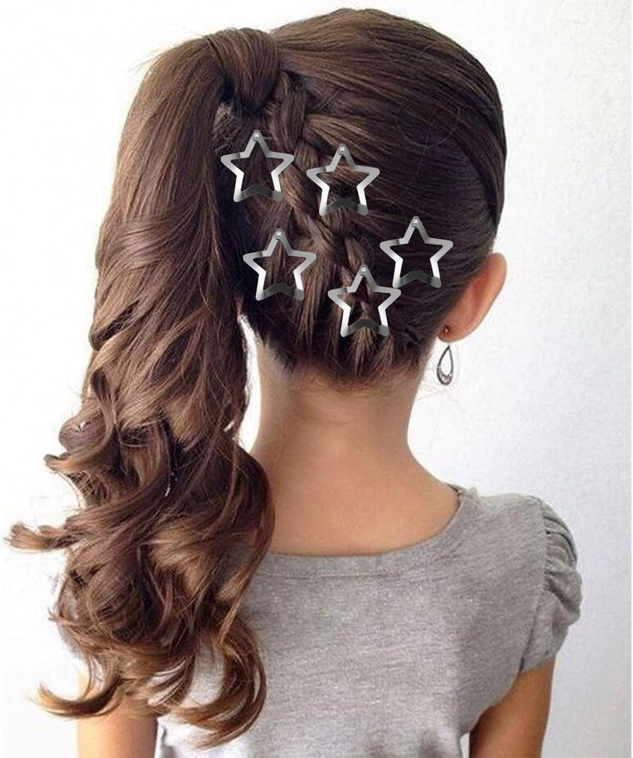 Pack of 20 Star Hair Clips, Mini Hair Clips, Silver & Gold, Star Hair Clip, Hair Accessories, Pentagram, Metal Snap Headpiece, for Girls and Madame image number 4