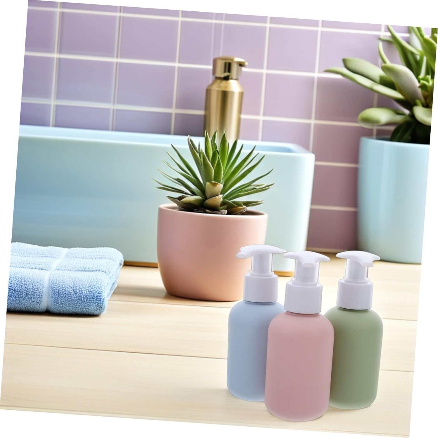 CLISPEED 3Pcs Leakproof Travel Pump Bottles Refillable Lotion Dispenser for Toiletries Cosmetics Shampoo Hand Soap and Skincare Creams Spillproof Widemouth Design for Easy Refills Portable image number 6