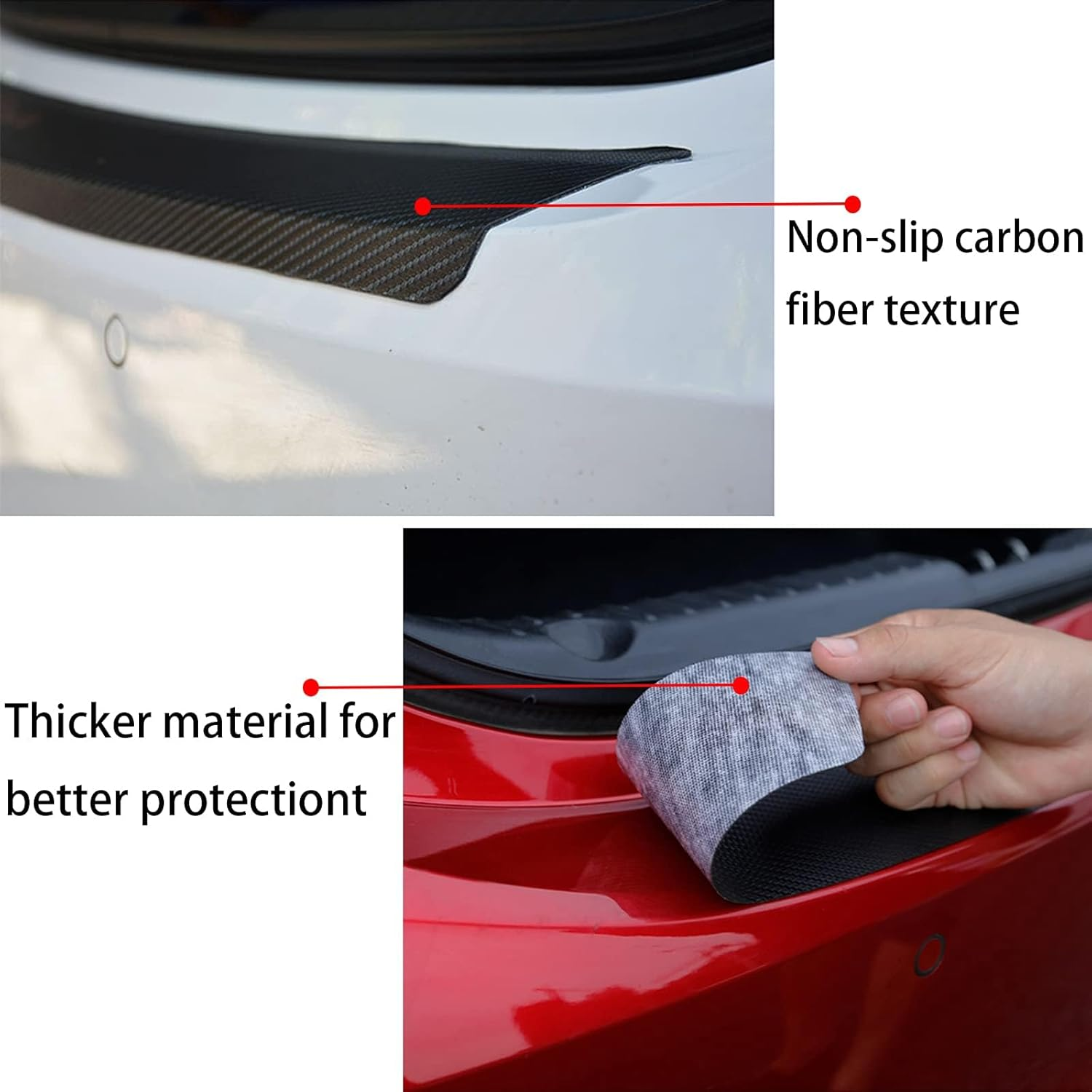 Decoration Car Door Entry Guard Door Sill Scuff Plate Stickers Compatible with Mitsubishi Outlander Carbon Fiber Leather (Red) image number 3