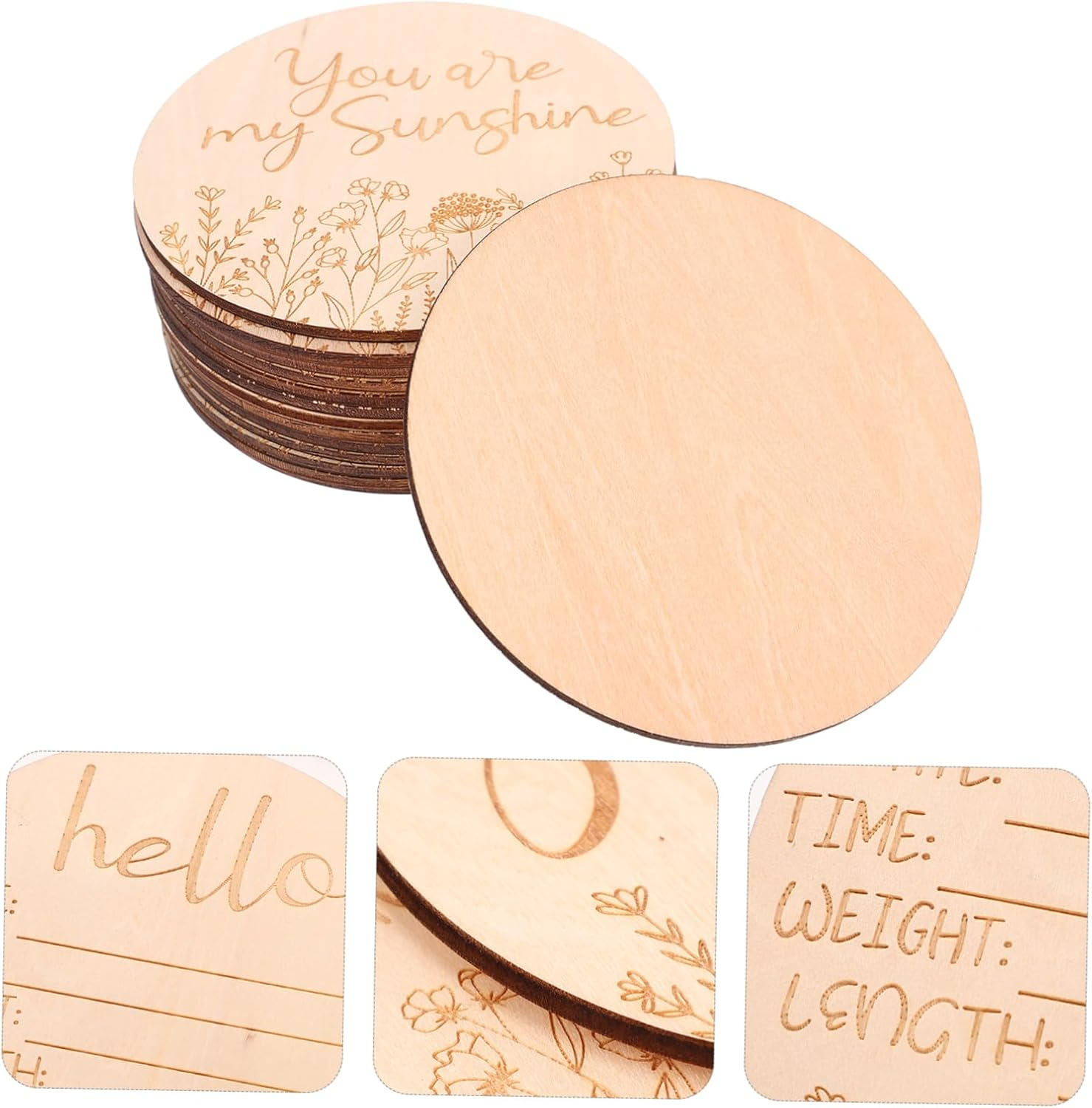 14Pcs Wooden Baby Milestone Cards Monthly Growth Photo Prop Signs for Infants Newborns Birth Announcement Set image number 5