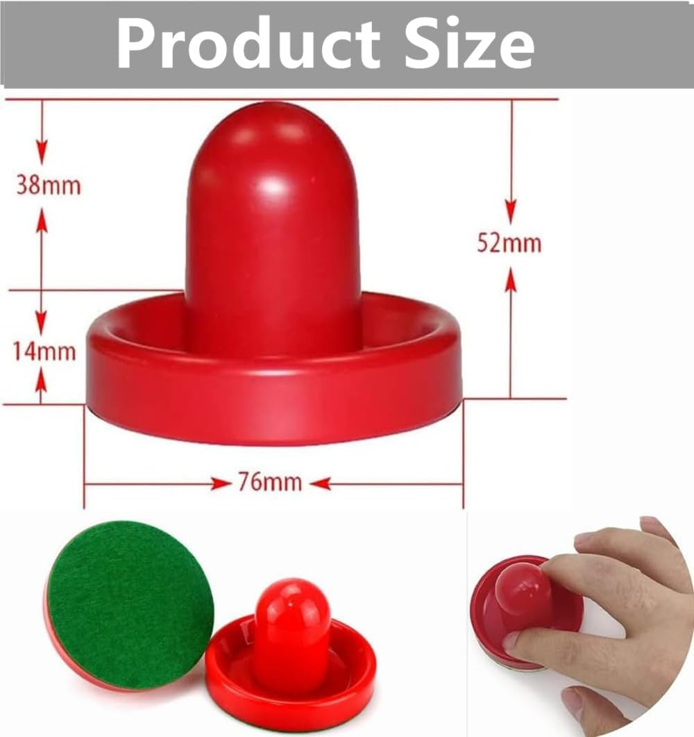 2 Pack Air Hockey Pushers and 4 Red Pucks, Plastic Air Hockey Accessories Lightweight Air Hockey Pucks,Pucks & Slider Pusher Goalies for Game Tables image number 2