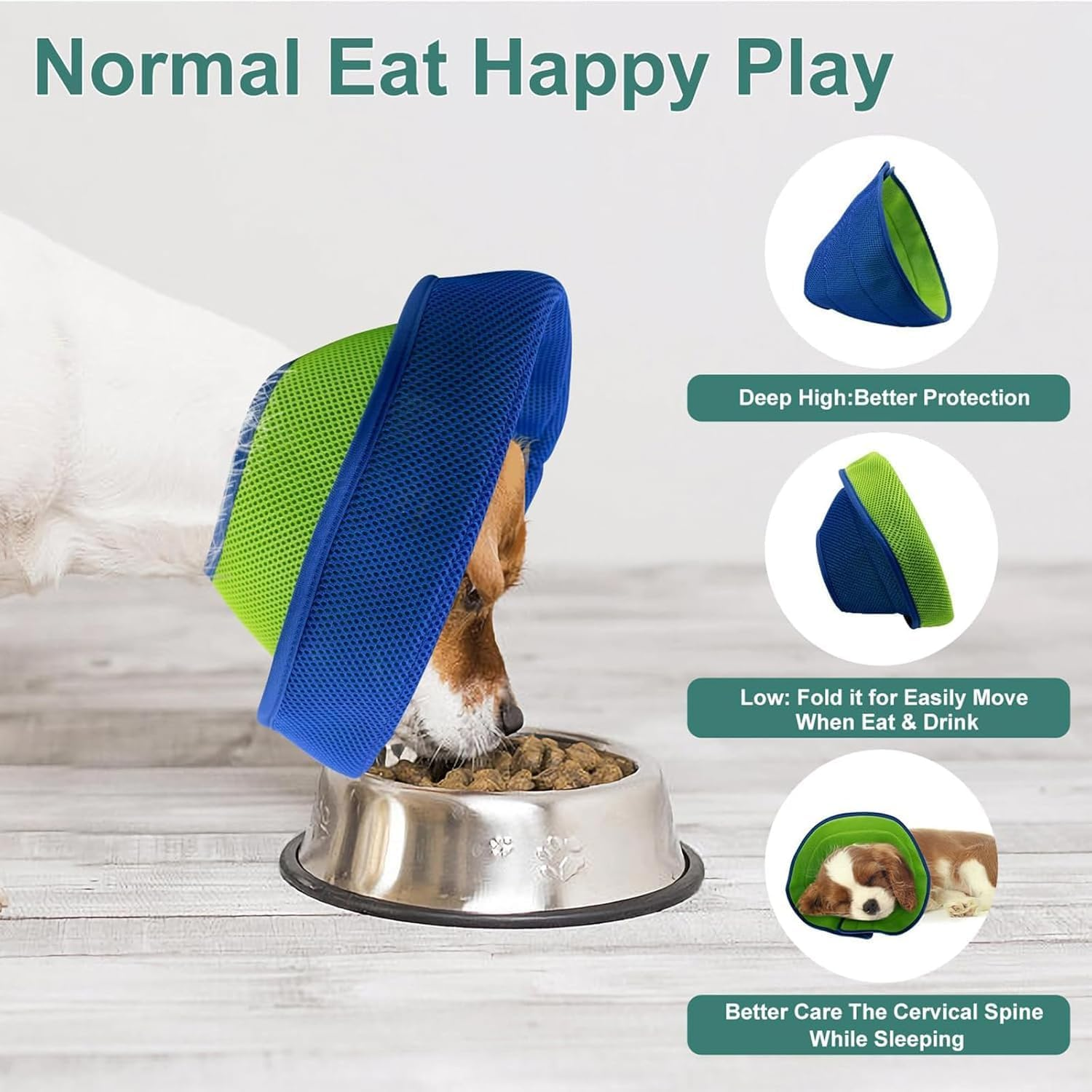 Dog Cone,Soft Dog Cone after Surgery,Adjustable Breathable Dog Cone Collar,Soft Dog Cones for Large Medium Small Dog,Protect Pets from Licking Wounds,Soft and Comfortable, Reduce Anxiety (Blue, M) image number 2