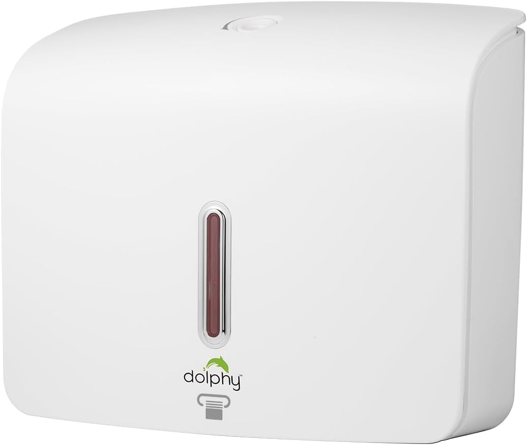 Dolphy Plaza Ultraslim Paper Towel Dispenser &ndash; Wall Mounted ABS Holder for M-Fold & Z-Fold Towels, Easy Refill, Durable & Space-Saving Design for Bathroom & Toilet Use