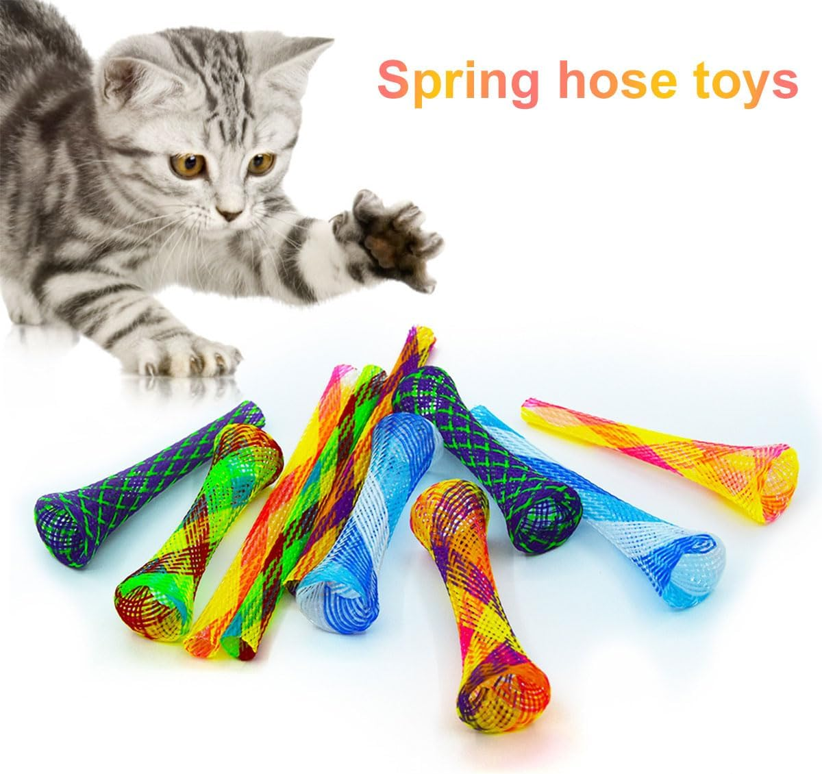 Cat Toy, Cat Spring Toy, Colourful Creative Plastic Spiral Springs Spiral, Interactive Spiral Cat Toy, Plastic Spiral Springs, Spiral Cat Toy, Toy Spiral Springs, 20 Pieces