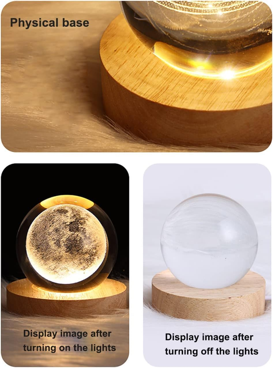Rynova 3D Saturn Crystal Night Light for Kids Glass Night Lamp with Wooden Base Fantasy Decoration Crsytal Ball Saturn LED Galaxy Planet Nightlight Bedroom Decor image number 1