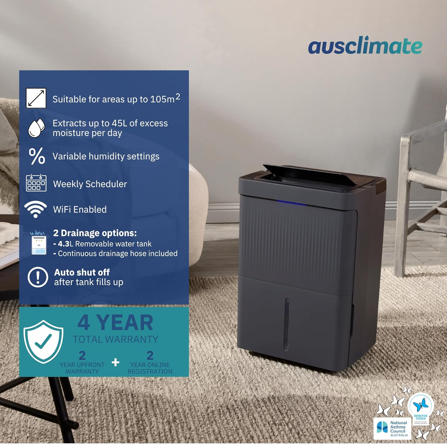 Ausclimate Large+ 45L Dehumidifier image number 3