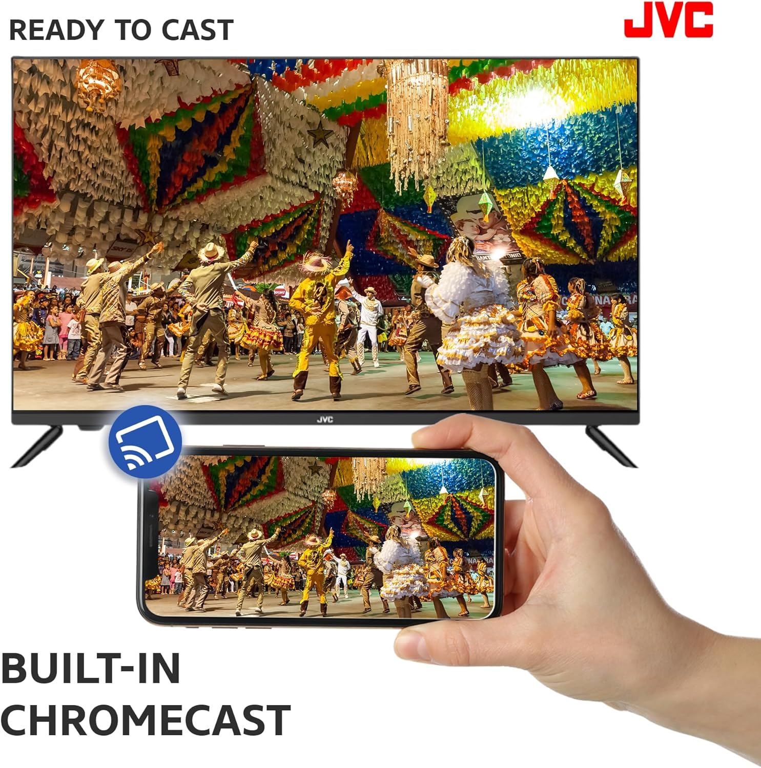 JVC 32 Inch Smart TV | HD Edgeless Android TV | 32" Television with Built-In Chromecast, LED Display | Remote Control with Voice Commands via Google Assistant | 10000 Apps | AV-H323115A11 image number 1