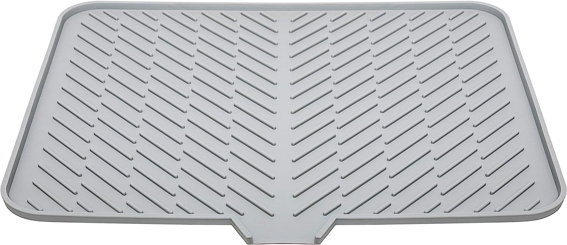 Luxet Silicone Dish Drying Mat with Built-In Drain Lip - Hygienic Drying Pad - Sturdy Compact Easy to Clean Tray Protects Surfaces Prevents Water Build up - 23 X 17 (White)