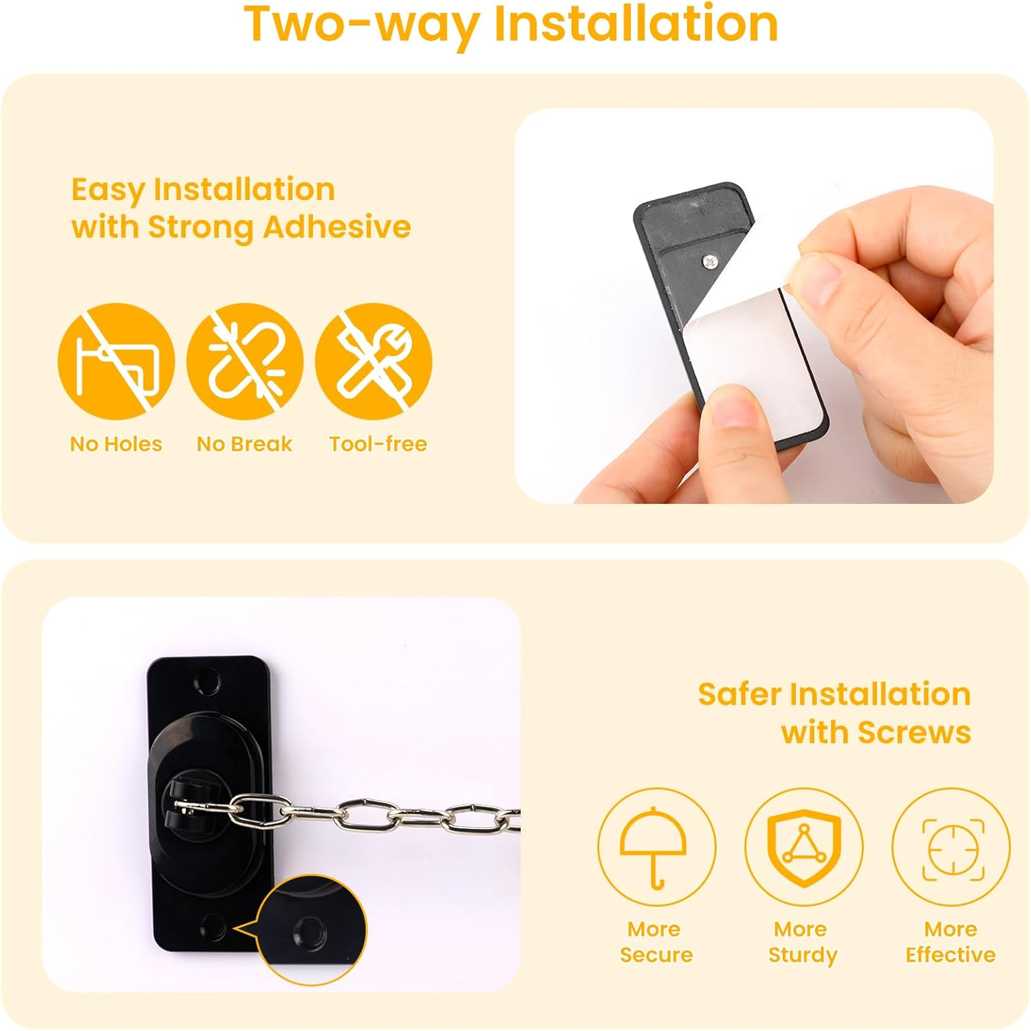 2 Pack Window Restrictor Child Safety Locks for UPVC and Wooden Windows, Newbinn Adjustable Window Safety Locks for Child Pets Cat Safety, No Drilling Fridge Refrigerator Locks with Keys, Black