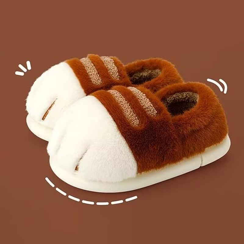 Women & Girl Cat Paw Slippers Plush Fuzzy Slip-On House Shoes with Memory Foam Washable Indoor image number 3