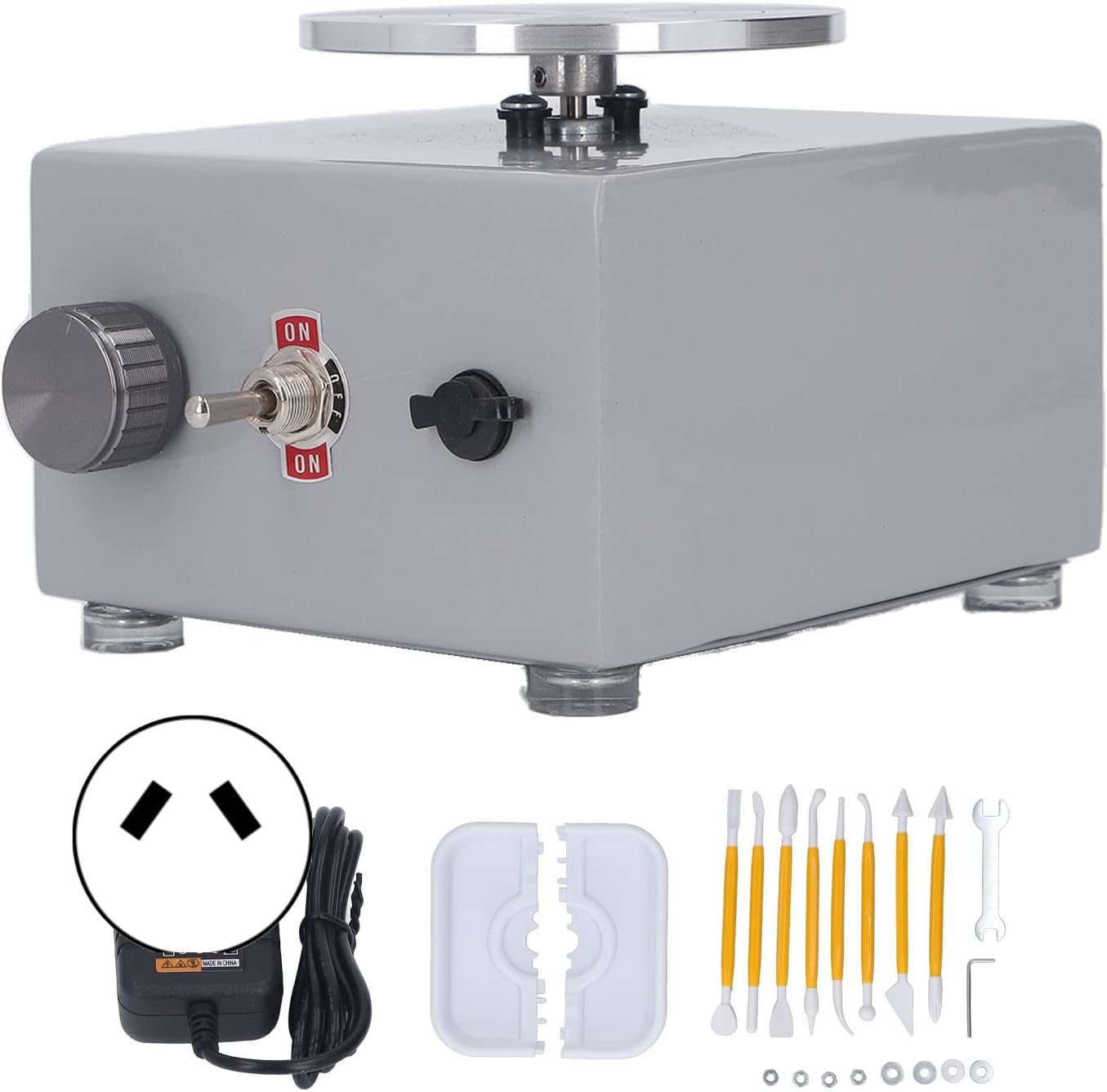Pottery Wheel, Adjustable Speed Mini Pottery Forming Machine with Detachable Water Basin and Pottery Tools, Electric Clay Machine for Kid, Ceramic, DIY Clay, Art, Craft(Au)