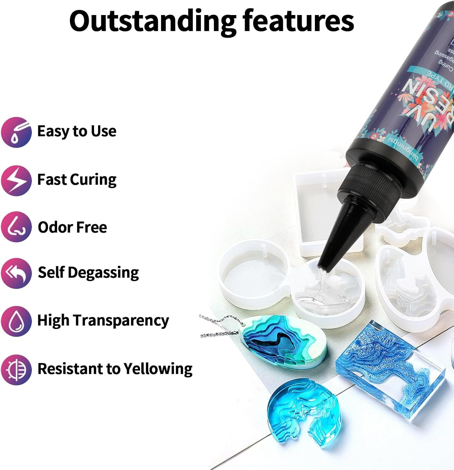 UV Resin 200G - Upgraded Hard Type Crystal Clear Ultraviolet Curing UV Epoxy Resin for Craft Jewelry Making