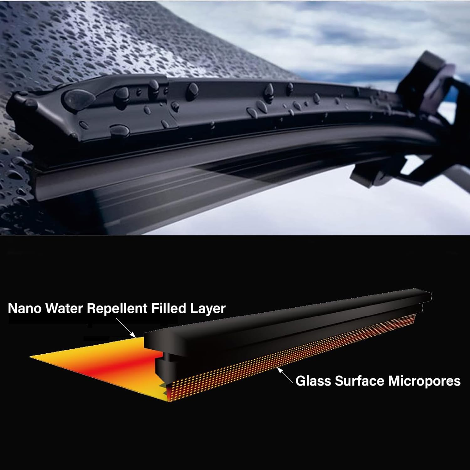 MAEZOE 2-Pack 28" Wiper Blade Refill, Silicone Windshield Wiper Refill for Replacement Windshield Wipers, (Strip Height: 11Mm, Width: 6Mm) Fit for Frameless Wiper Insert image number 1