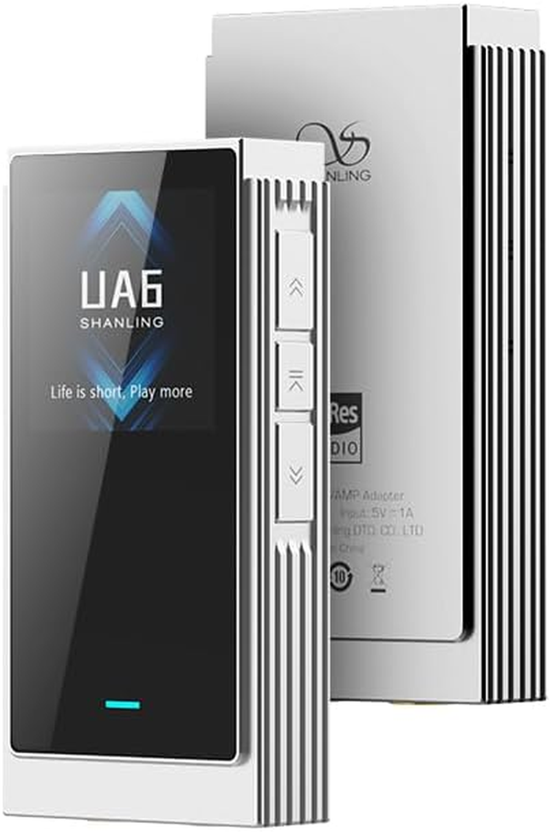 SHANLING UA6 Headphone Amplifier, Portable USB DAC Amp, Cs43131X4 DAC, 768Khz/32Bit DSD512, 1.3IN Display, for Android/Ios/Mac/Windows, 3.5/4.4Mm/Spdif Output, up to 361Mw@32&Omega; Output (Silver)