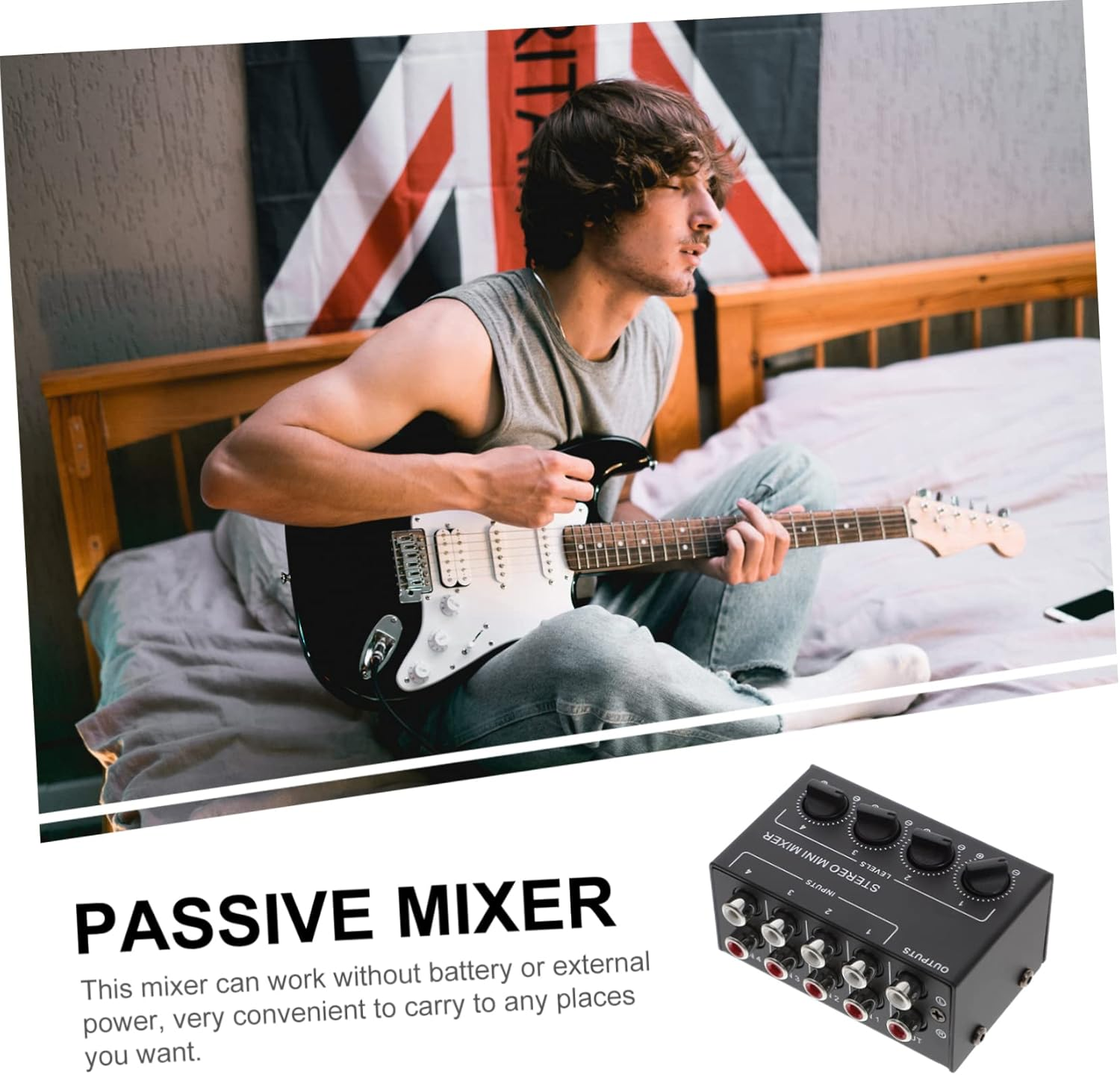 WHAMVOX Portable Audio Mixer Mini Stereo Passive Mixer for Live No Power Supply Needed image number 3