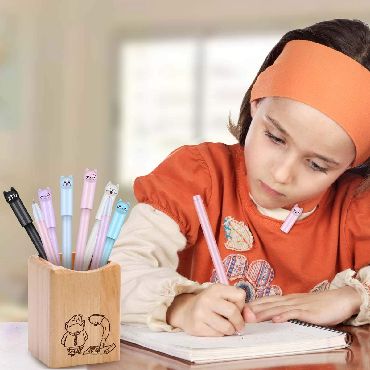 24 Pcs 0.38 Mm Cute Cat Pen Gel Pens Black Ball Point Pens for School Office Supplies Boys and Girls image number 5