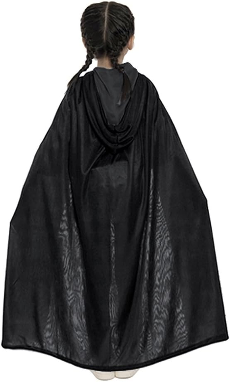 GREUS Kids Christmas Halloween Costume Satin Hooded Party Cloak with Hood Vampire Witch Cosplay Cape Robe 8-16 Y