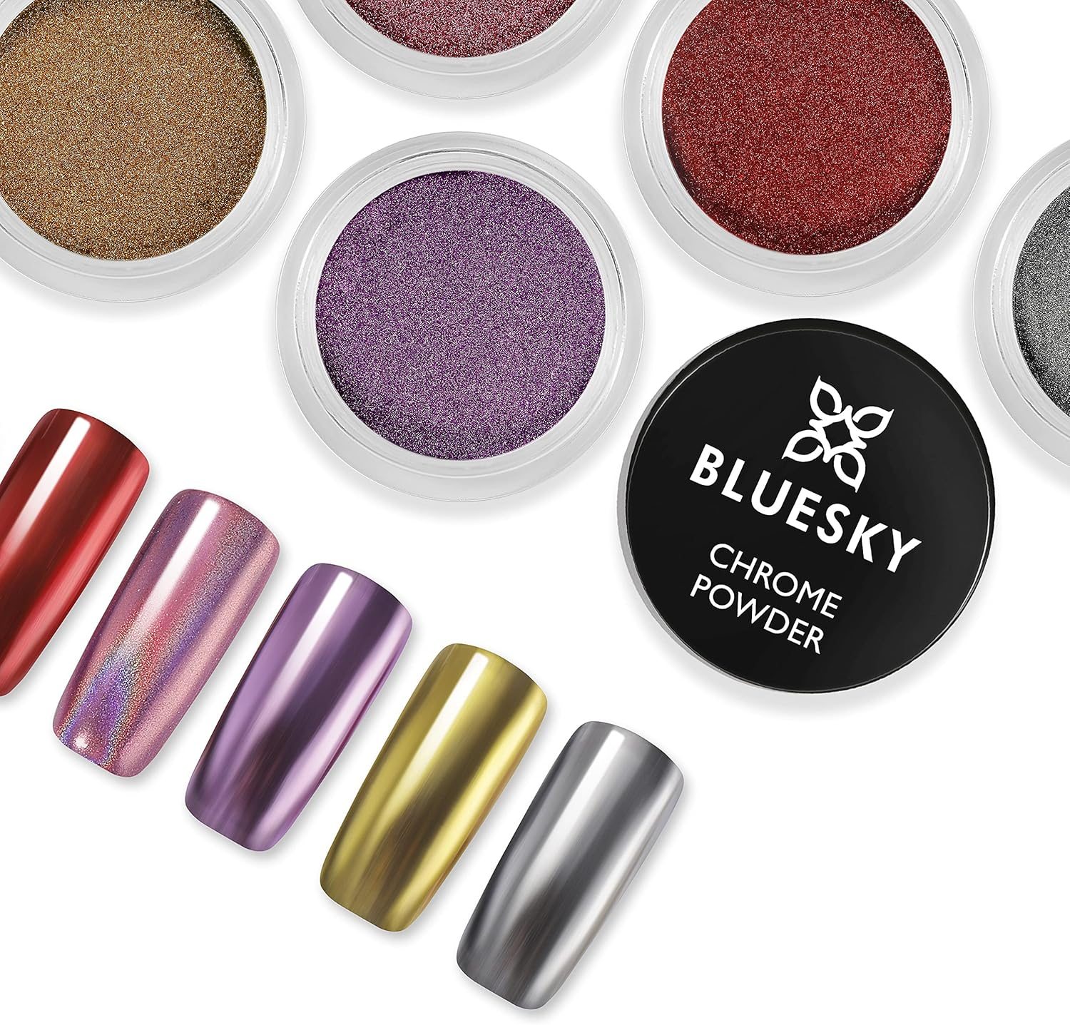 Bluesky Chrome Nail Powder Kit with Applicator Brush Metallic Gel Nail Art Silver 5G - Silver image number 2