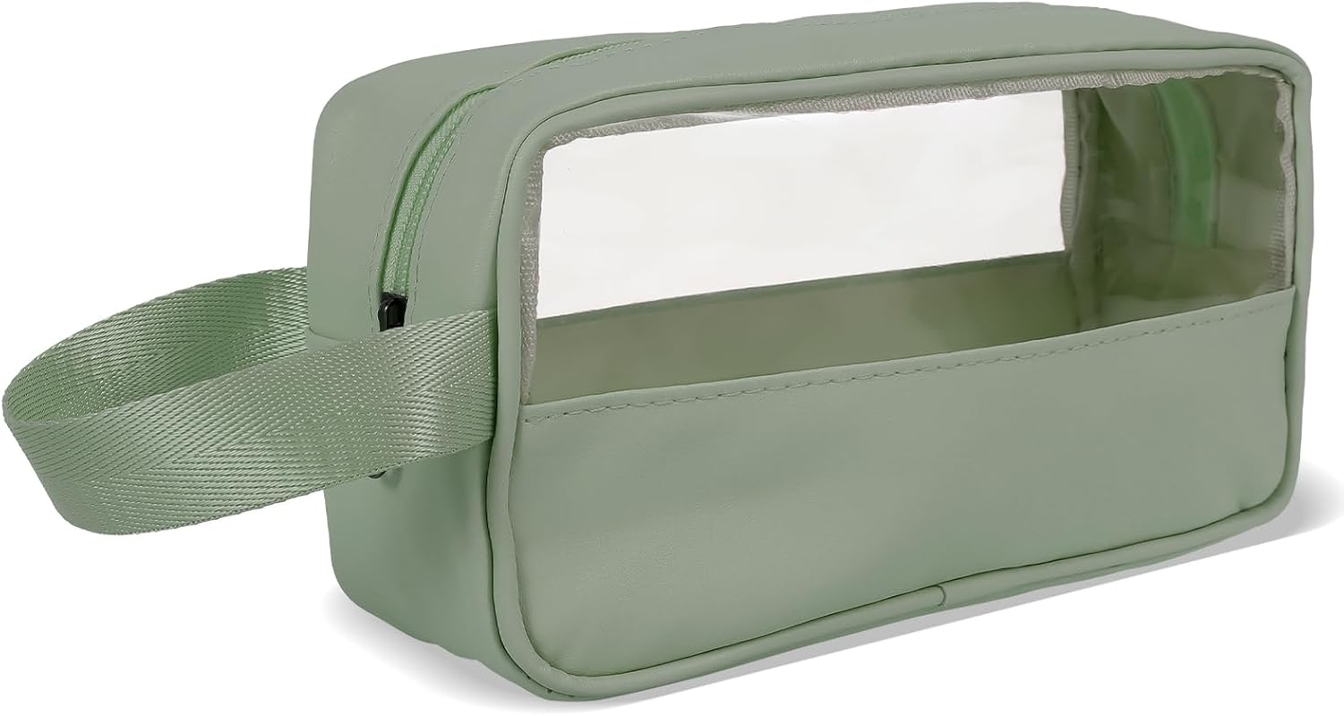 Makeup Bag, PVC Clear Toiletry Wash Bag, Waterproof Transparent Cosmetic Bags, Large Capacity Clear Makeup Organizer, Side Carry Handle, Multifunctional Portable Wash Pouch, for Travel (Pink)