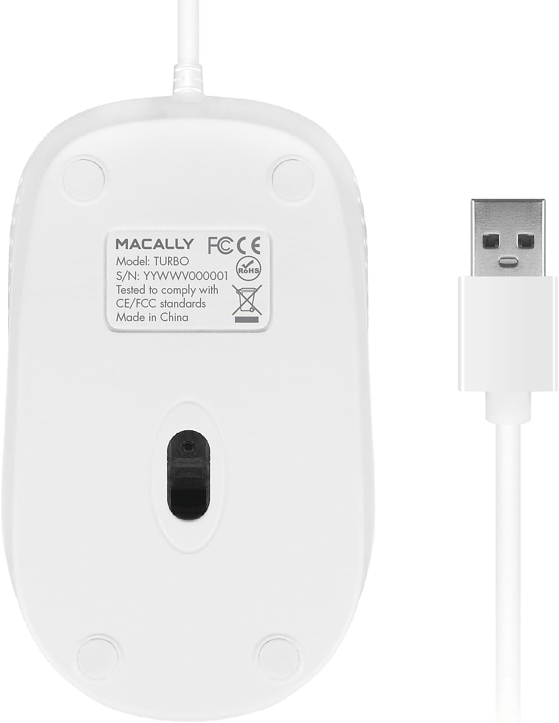 Macally USB Wired Mouse with 3 Button, Scroll Wheel, & 5 Foot Long Cord, USB Mouse for Laptop and Desktop, Computer Mouse Wired Compatible with Apple Macbook, Imac, Mac Mini, Windows PC, & Chromebook image number 2