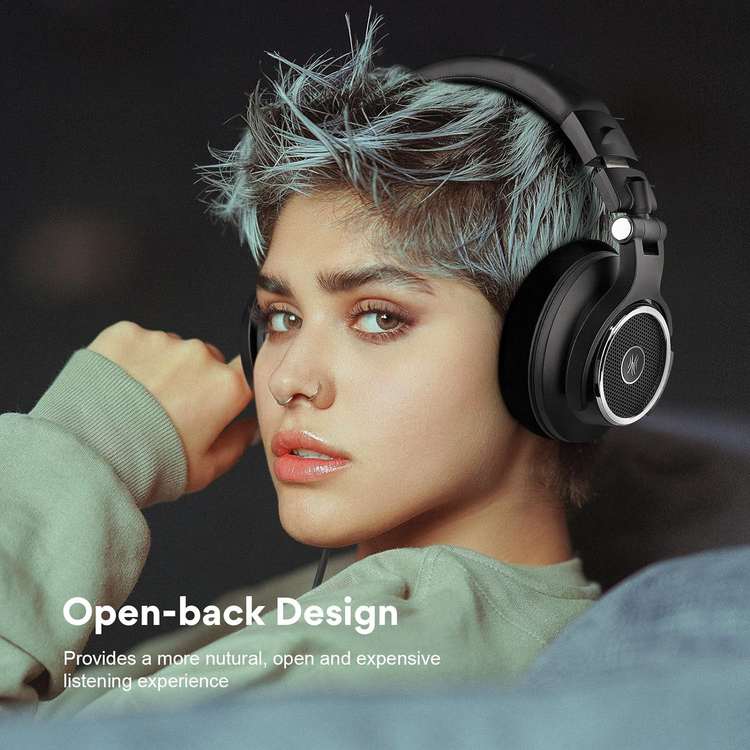 Oneodio Monitor 80 Open-Back Headphones - Studio Headphones for Mixing Mastering Editing Wired Over-Ear Headphones for Professional Studio Applications, 250 Ohm Velour Earmuffs, Noise Isolating image number 4