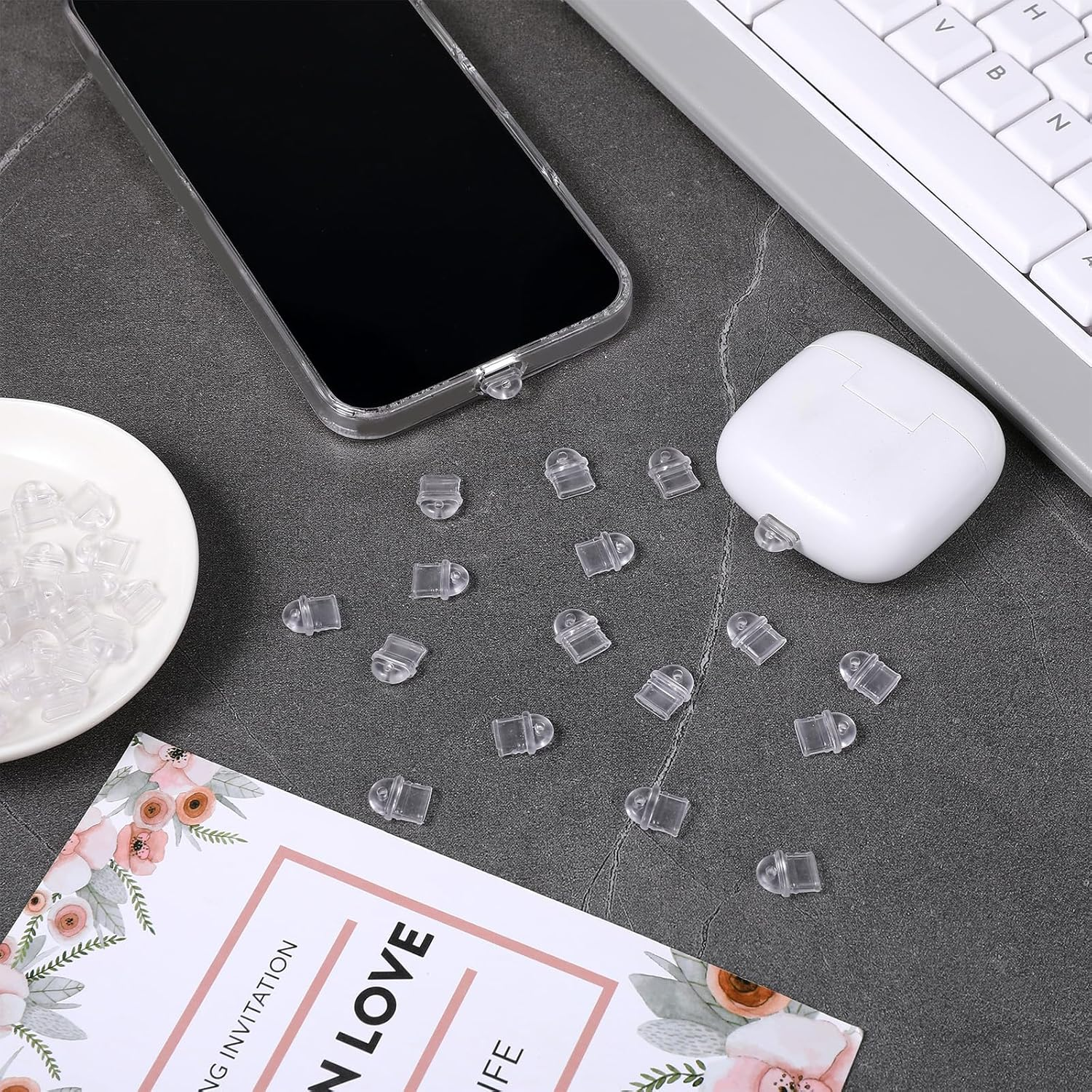 50 Pcs White anti Dust Silicone Type C Charging Port, Clear Charging Port Covers anti Plug Cover Plugs, Protector Protective Dust Plug for Phones Laptops image number 5