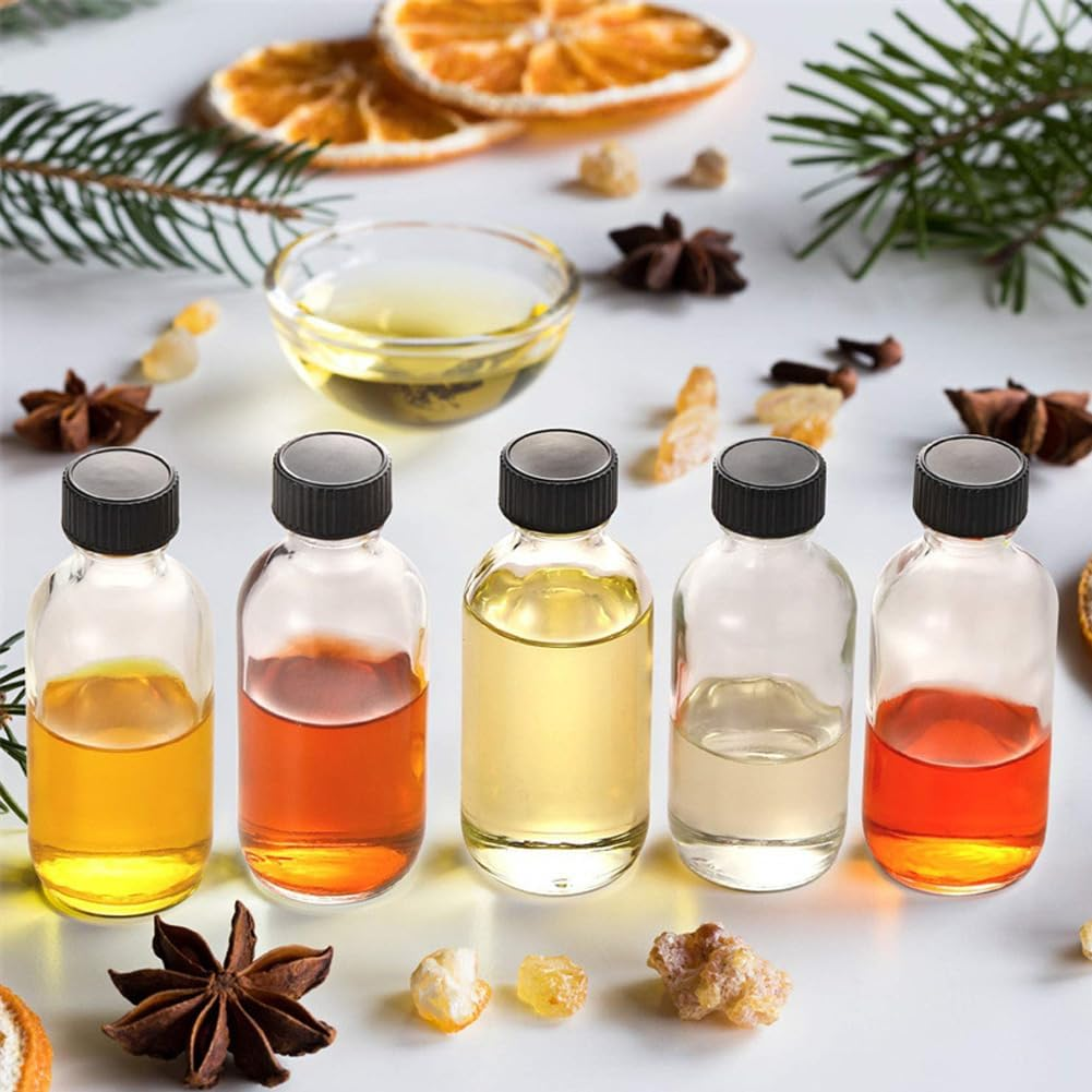 ADTZYLD 12-Pack Reusable 2 Oz Glass Bottles with Lids & Funnels - Perfect for Travel, Potions, Ginger Shots, Oils, Juice, Sauce, Spice, Milk, Breastmilk (12) image number 2