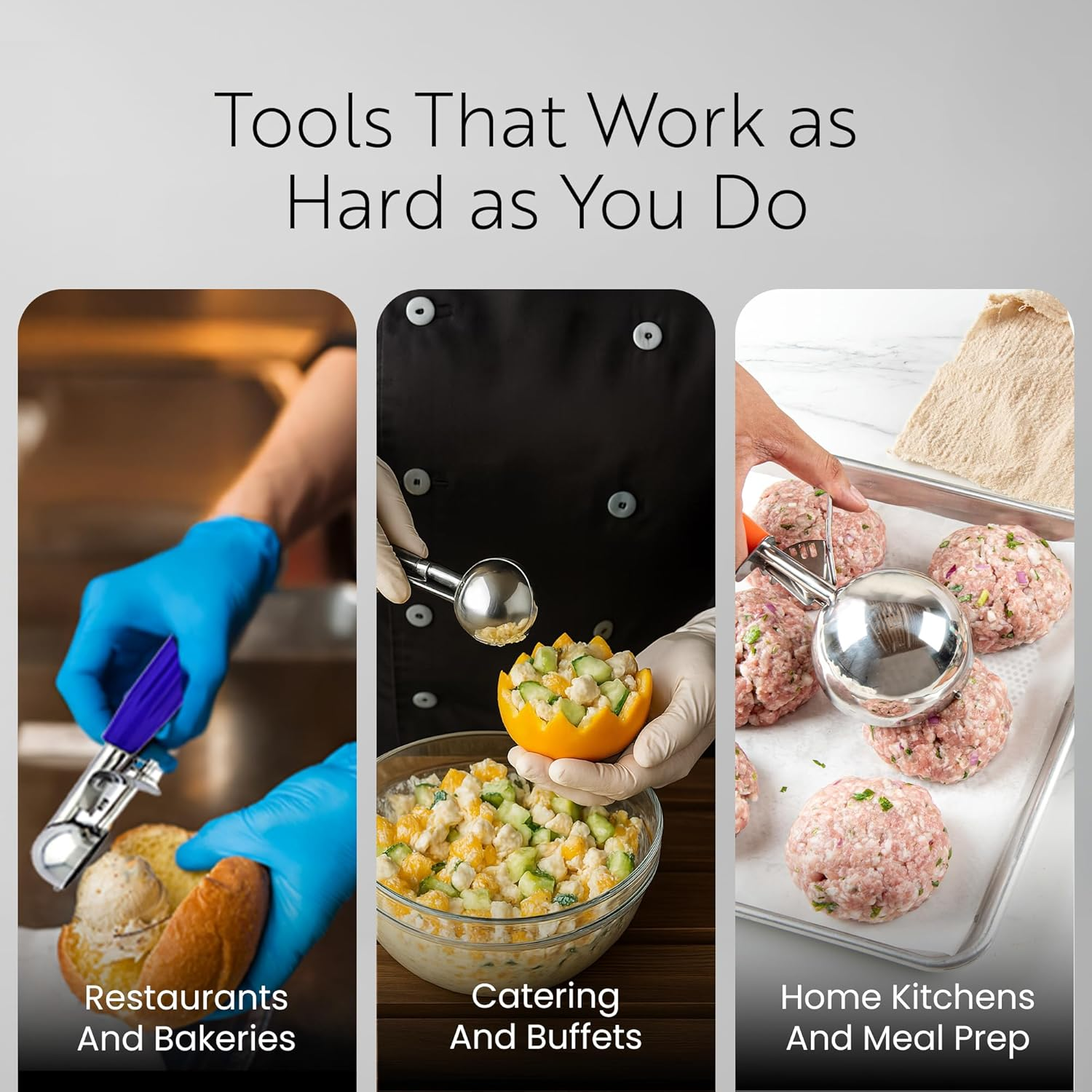 Restaurantware Met Lux 2.75 Ounce Portion Scoop, 1 Durable Cookie Scoop - #16, with Blue Handle, Stainless Steel Disher, for Portion Control, Scoop Cookie Dough, Cupcake Batter, or Ice Cream image number 5