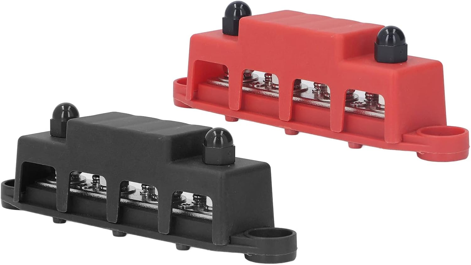 2Pcs Power Distribution Block, 250A DC 48V 4 Termina Marine Bus Bar for Boat Automotive Solar System, M8 Screw Car Audio Power Distribution Box for RV image number 3