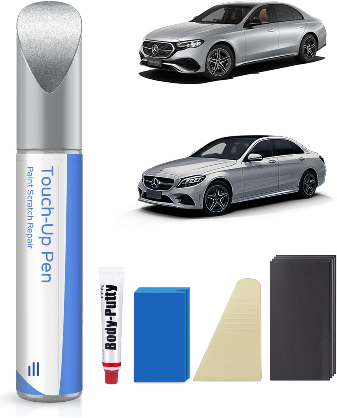 744/9744 Brilliant Silver Metallic Touch up Paint Repair Kit Compatible with Mercedes-Benz - DIY Kit Exactly Matches Chips and Nicks
