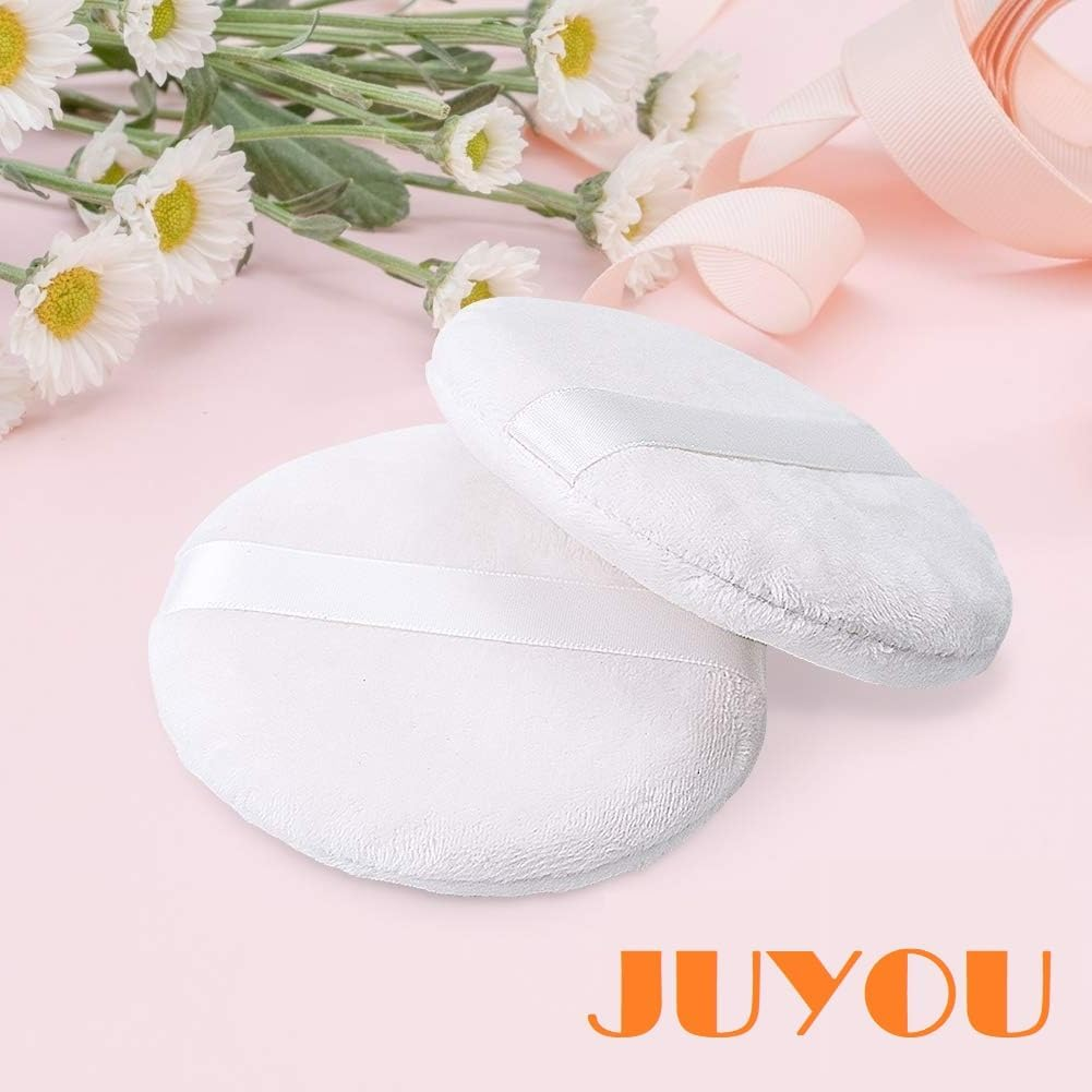 JUYOU 4'' / 10Cm Diam Powder Puff, Washable Large Body Puff, Soft & Furry,10 Pieces image number 1