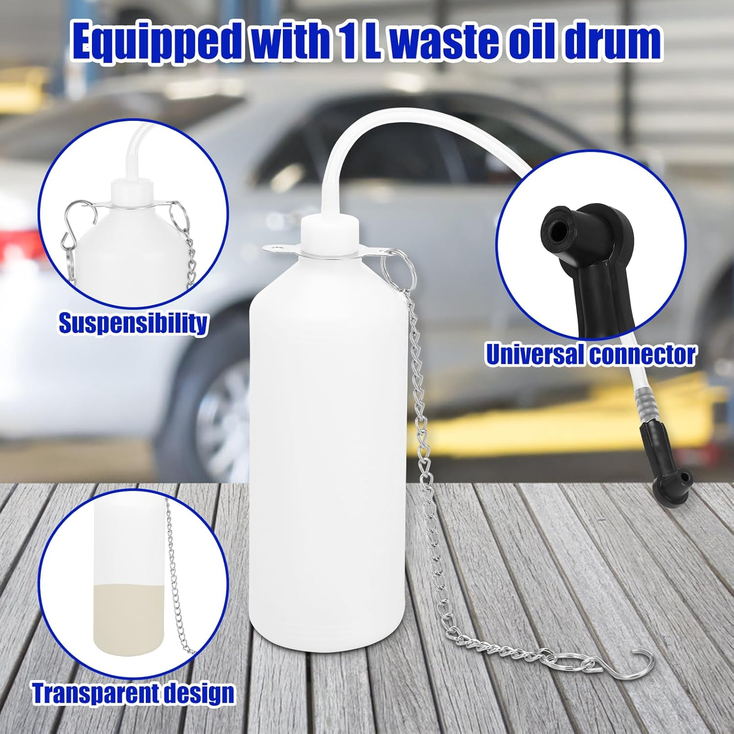 3L Manual Brake Bleeder Kit, Brake Fluid Replacement Tool with 1L Brake Fluid Bleed Bottle and 4 Master Cylinder Adapters, One Person Brake Bleed Vacuum Pump Kit for Various Vehicles image number 2