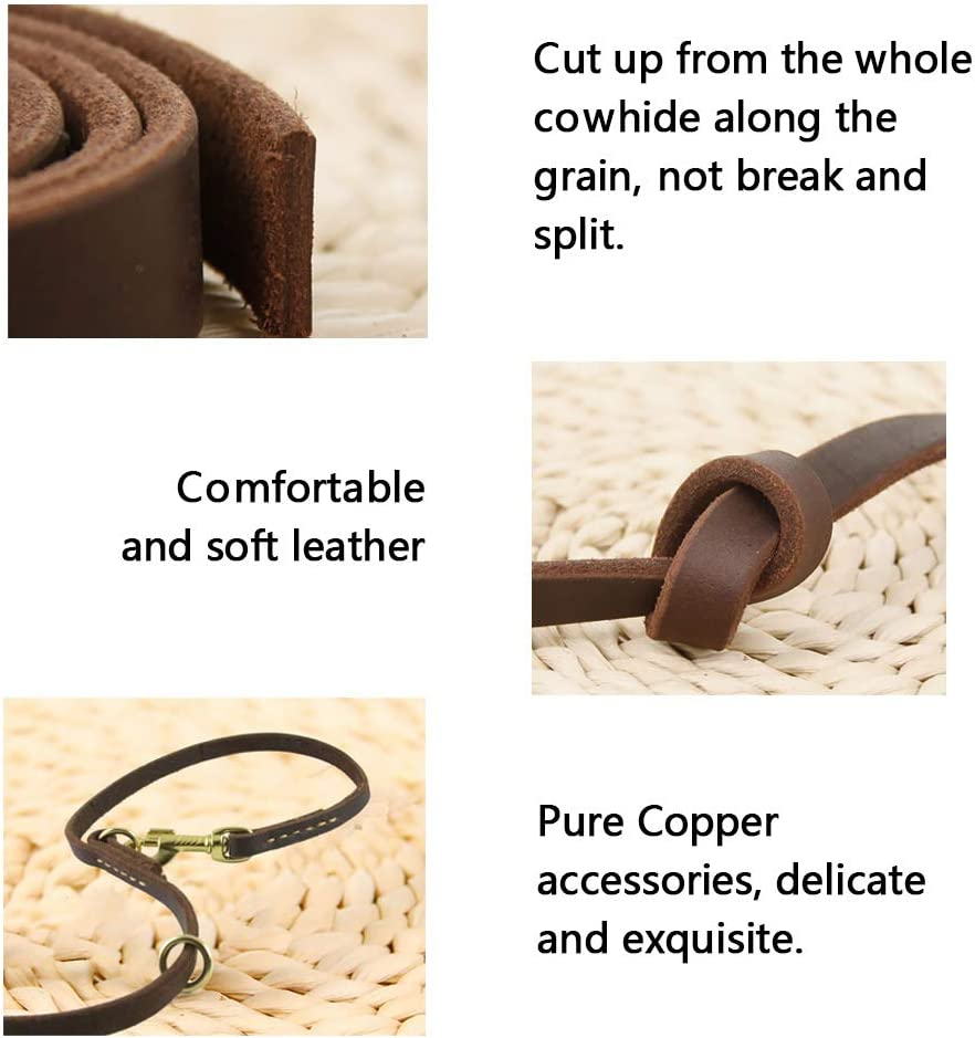 Durable Multi Function 8Ft Dog Leash, Genuine Leather Training Leash for Small, Medium and Large Dogs image number 5