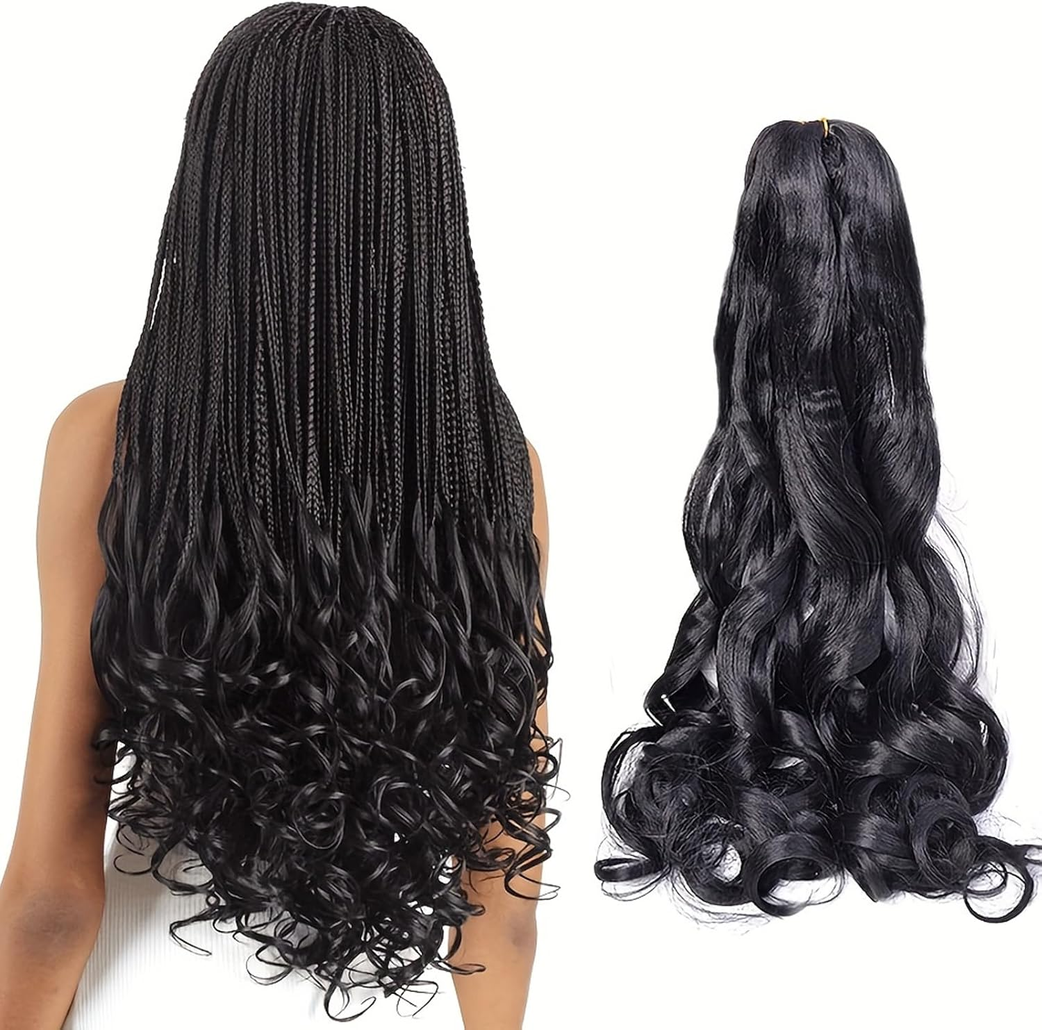 Locescsoc 24 Inch French Curls Braiding Hair 8 Packs Spanish Curly Braids Pre Stretched Loose Wave Soft French Curl Synthetic Braiding Hair Extensions for Women (27#, 24 Inch (Pack of 8))