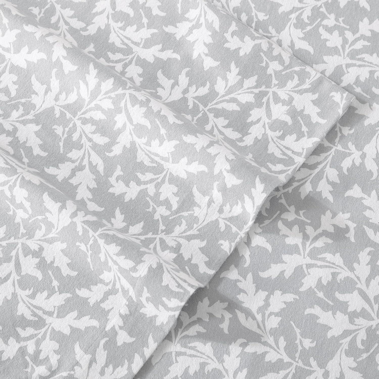 Laura Ashley - Full Sheet Set, Cotton Flannel Bedding, Brushed for Extra Softness & Comfort (Crestwood Pastel Grey, Full) image number 4