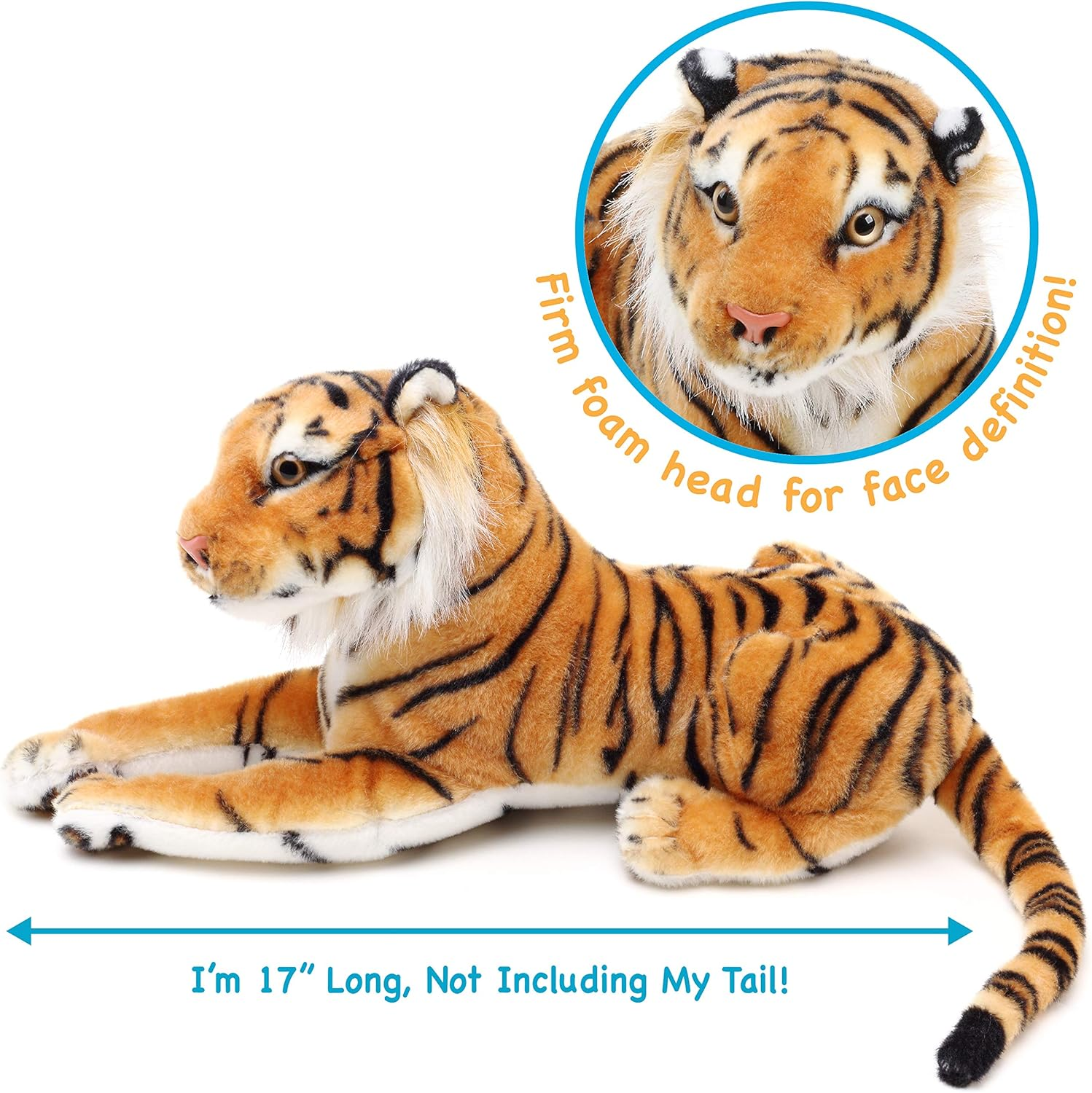 Arrow the Tiger - 17 Inch (Tail Measurement Not Included) Stuffed Animal Plush Cat image number 2