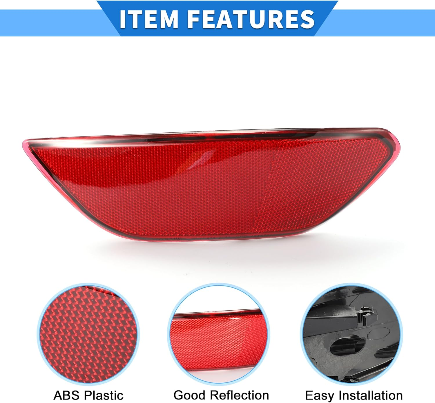 X AUTOHAUX Bumper Reflector Compatible for Porsche Cayenne Base 2014, Durable ABS Plastic Red Rear Left Bumper Reflector Side Marker image number 1