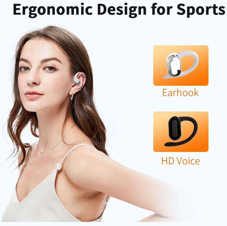 Slub Open Ear Bluetooth Headset, Bluetooth Wireless Sports Headset, Air Lining, Bluetooth 5.3, IPX5 Waterproof for Running, Fitness and Gaming (Black)