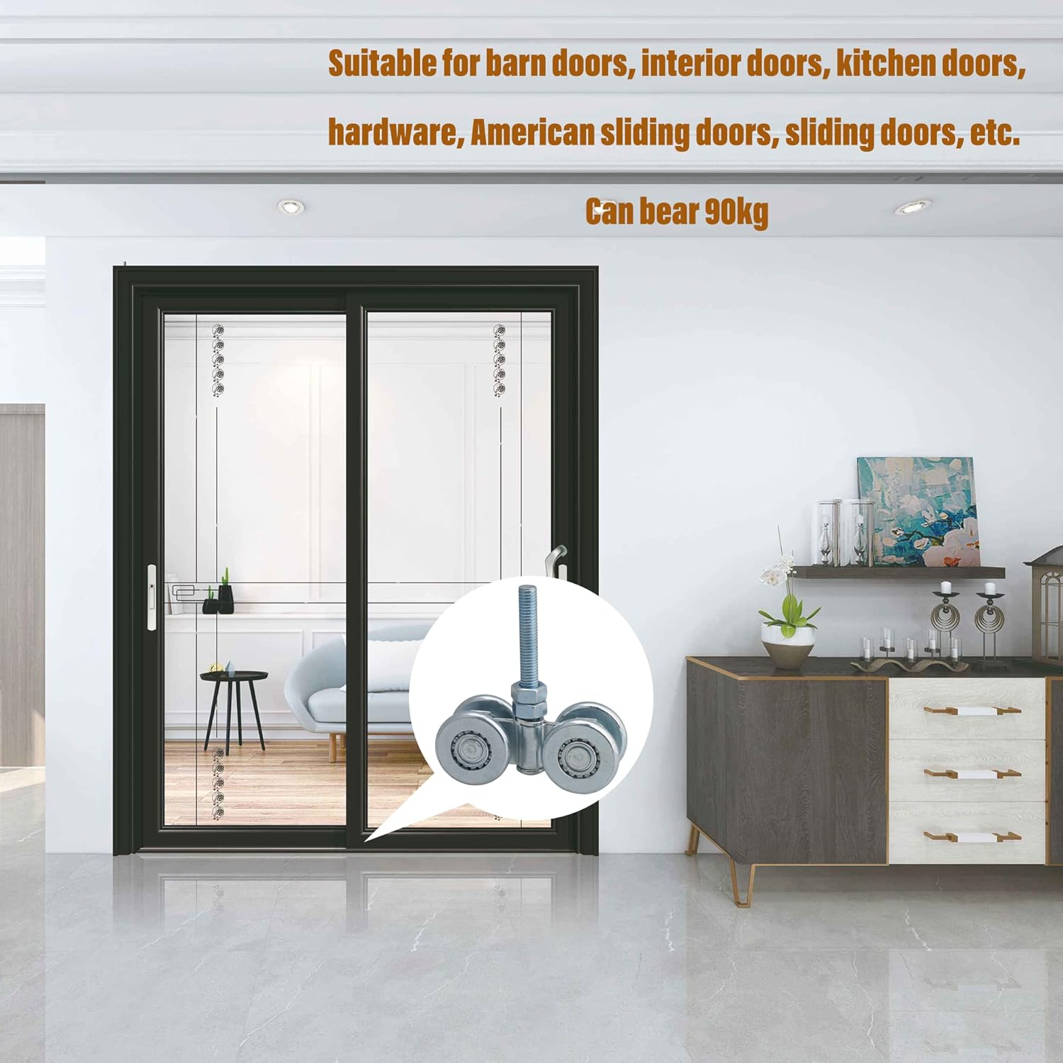 BQLZR Steel Double Wheel Rail Hanging Trolley Barn Door Track Rollers H3-3 Pack of 2