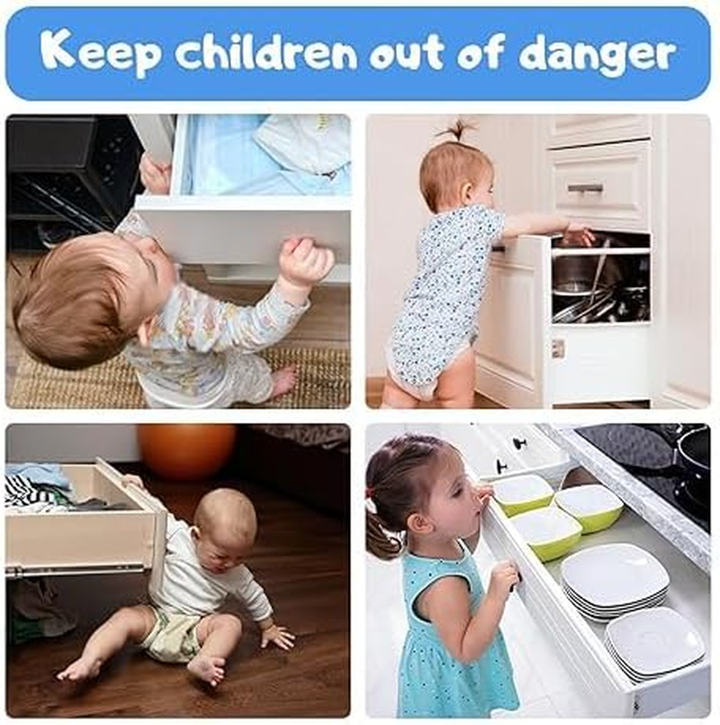 20 Pack Cabinet Door Locks for Baby Proof and Child Safety Cabinet Locks with Adhesive Childproof Door Latch Child Safety Locks for Kitchen Drawer Cupboards Fridge Closet Pantry image number 5