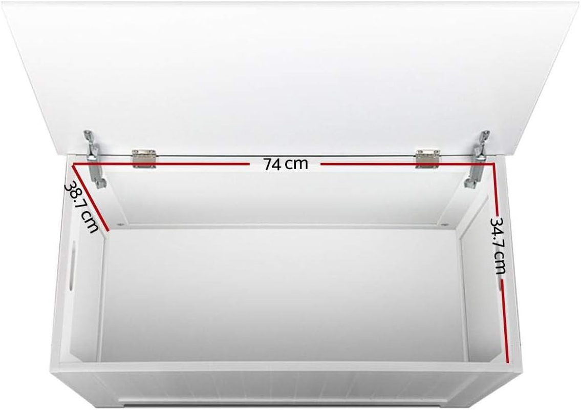 Keezi Kids Toy Box, Children Toys Storage Container Clothes Cabinet Chest Activity Centre Furniture Multifunctional Play Living Room Bedroom Decor, MDF Bench White