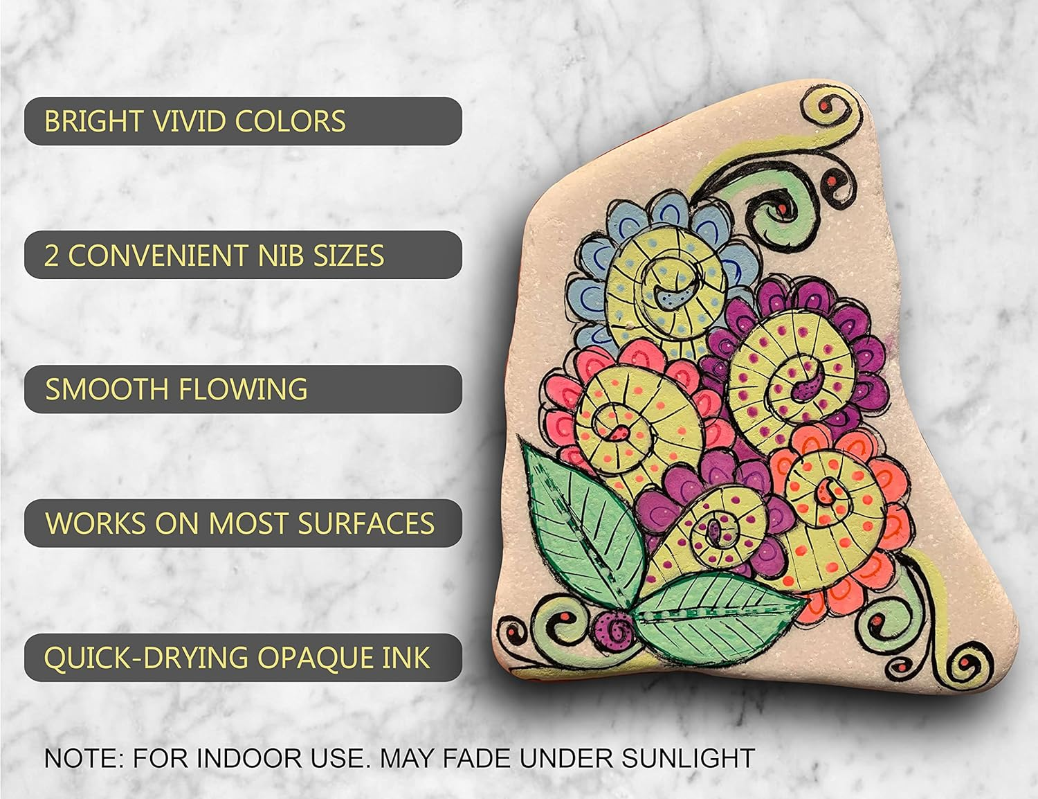 24 Acrylic Paint Pens Markers Set Special Color Series for Rock Painting, Pebbles, Plastic, Canvas, Glass, Mugs, Journaling, Multi Surfaces. Opaque, Waterbased, Quick Drying (NEON COMBO) image number 5