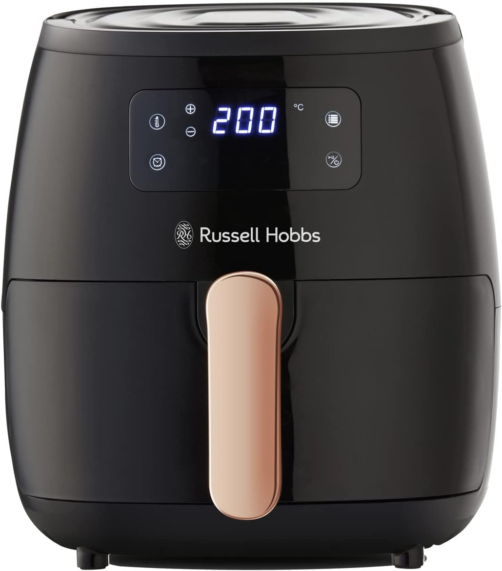 Russell Hobbs Brooklyn Digital Air Fryer, RHAF15, Large 5.7L Capacity, 7 Auto Air Fry Functions, Manual Mode up to 200&deg;C, Digital Touchscreen Display, Dishwasher Safe Plate, Black/Copper image number 1