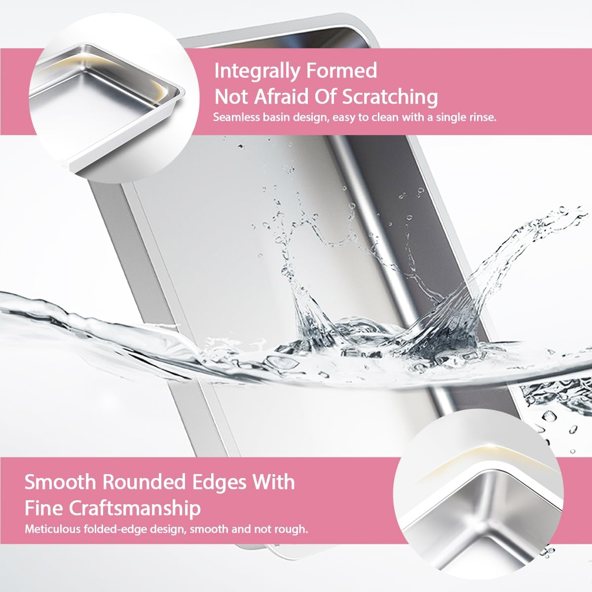 Blissify Enclosed Stainless Steel Litter Box, Large Kitty Litter Tray with Scoop & Drawer Design, Foldable Pet Toilet Box with High Sided, Anti-Leakage, Non-Sticky, Easy Cleaning, Pink image number 5