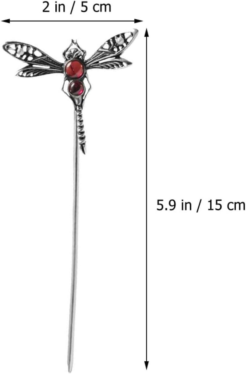 IMUSINICE White Gold-Plated Dragonfly Hair Stick with Pearl and Agate Hair Chopsticks Suitable for Hanfu