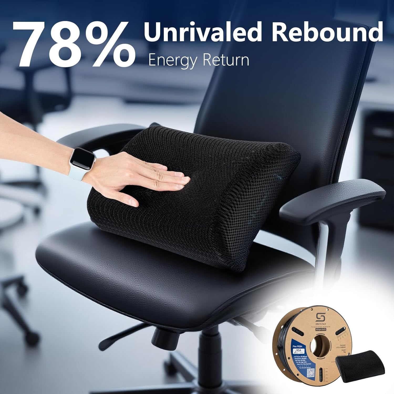 Siraya Tech Rebound PEBA 95A Flexible Filament, the Super TPU | 78% Energy Return & 20% Lighter | Nylon-Based Strength for Sports & Robotics | 1.75Mm 3D Printer Filament (Black, 800G) image number 5