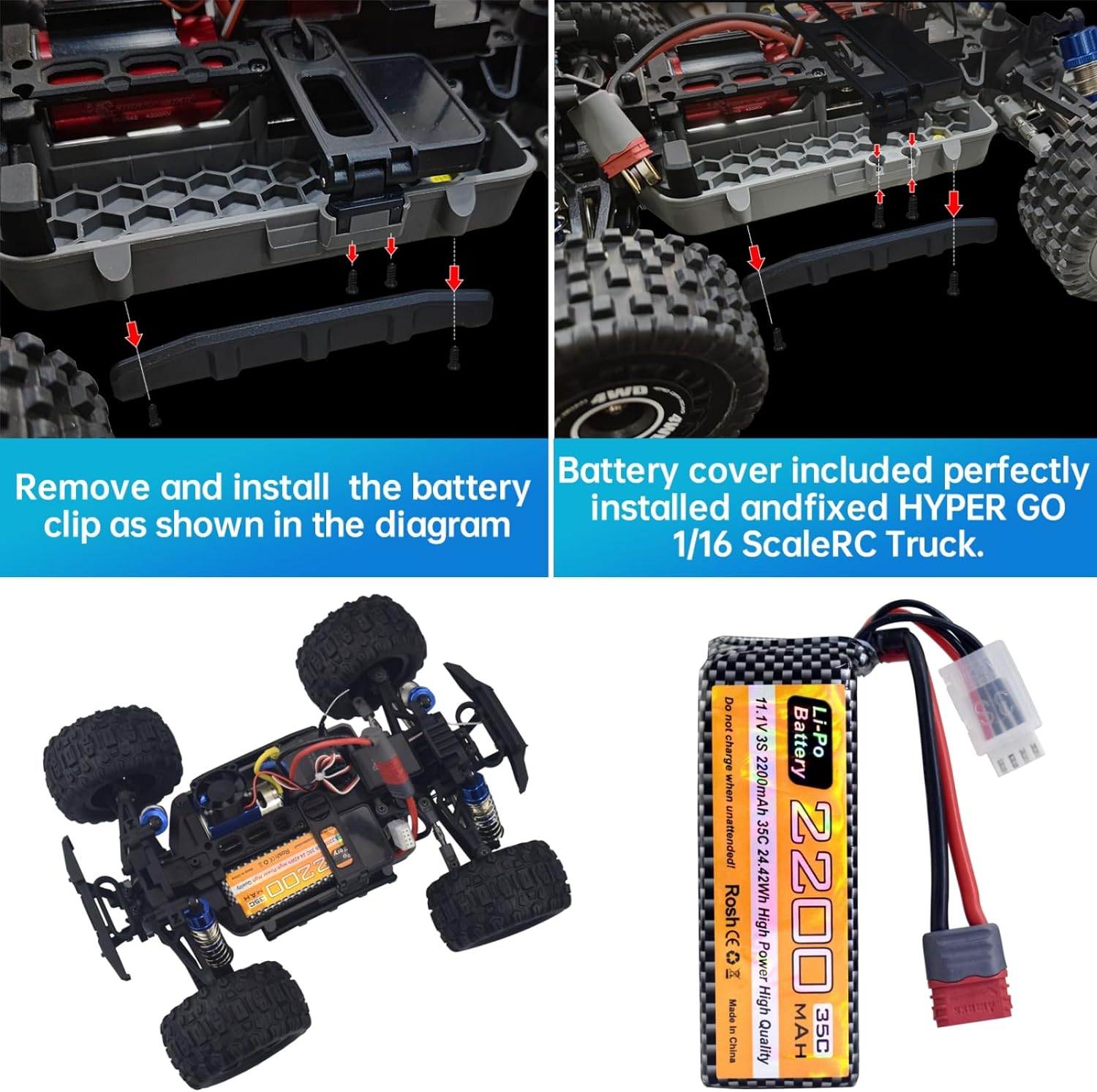 11.1V 2200Mah 35C 3S Lipo Battery with T Plug and USB Charging Cable Suitable for MJX H16P H16E H16GT H16BM H16PL 14301 RC Car High-Speed Drift Model Toy Car Upgrade Battery image number 1